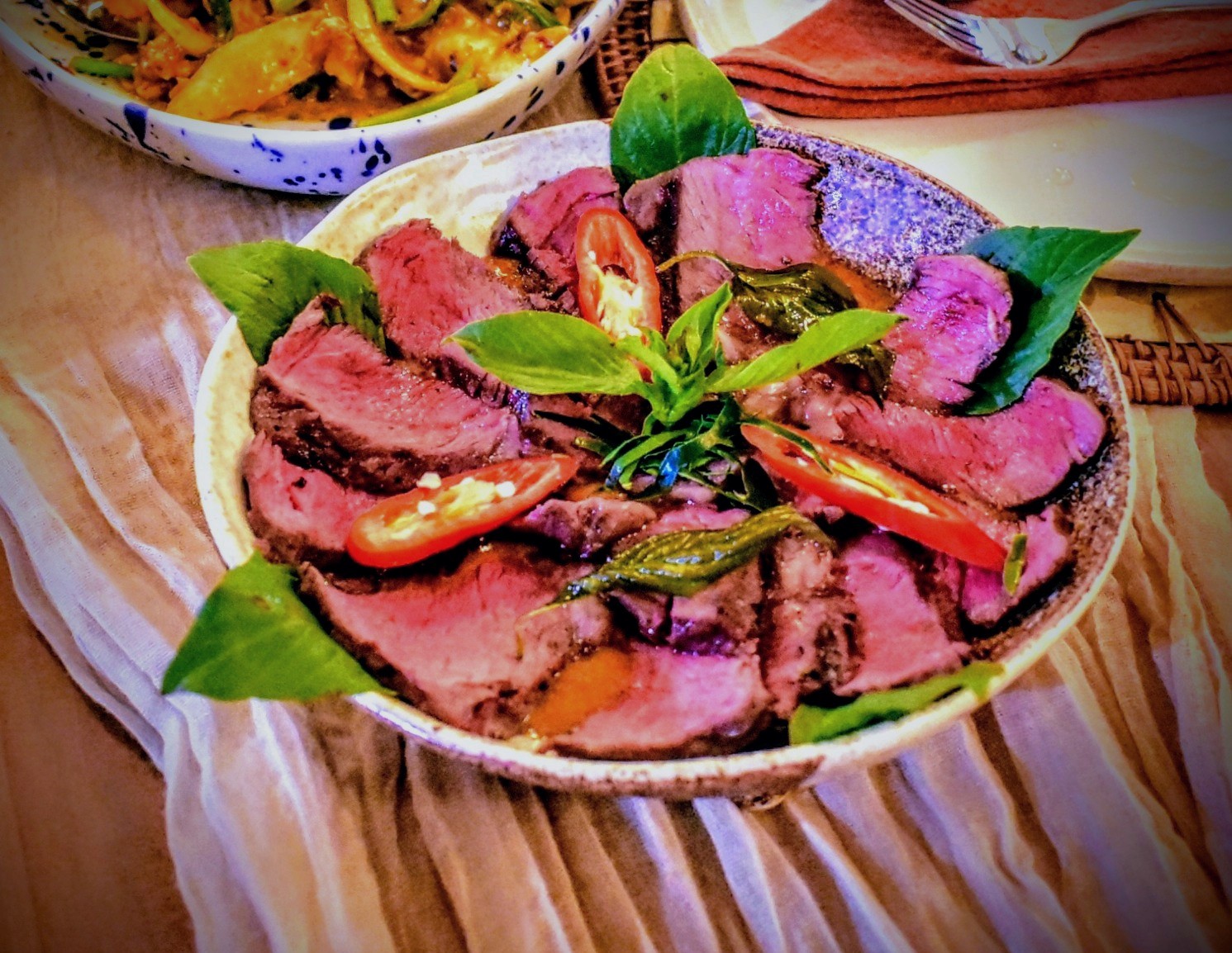 Picanha steak with Thai basil and fresh chilli